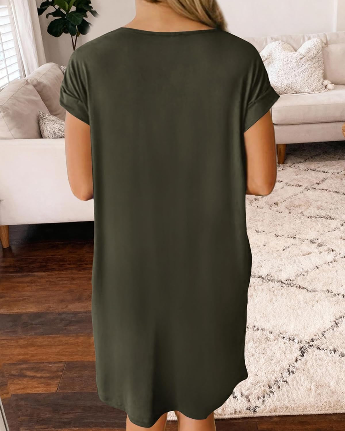 Womens Summer Dresses 2026 Pockets Short Sleeve Loose Nightgowns Pajama Beach Vacation Casual Spring T Shirt Dress