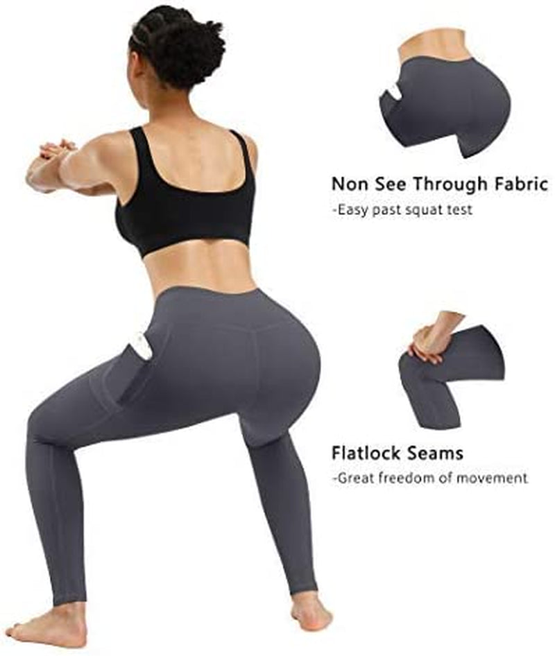 2 Pack High Waist Yoga Pants with Pockets, Tummy Control Workout Running Yoga Leggings for Women