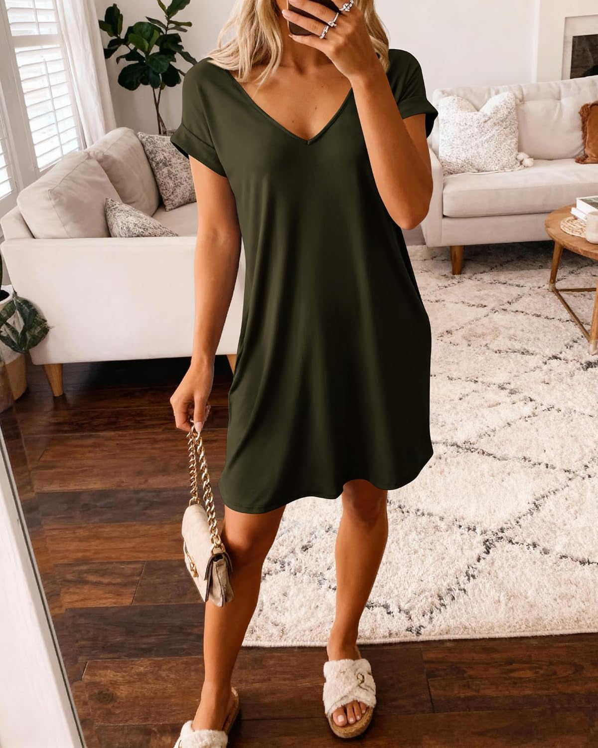 Womens Summer Dresses 2026 Pockets Short Sleeve Loose Nightgowns Pajama Beach Vacation Casual Spring T Shirt Dress