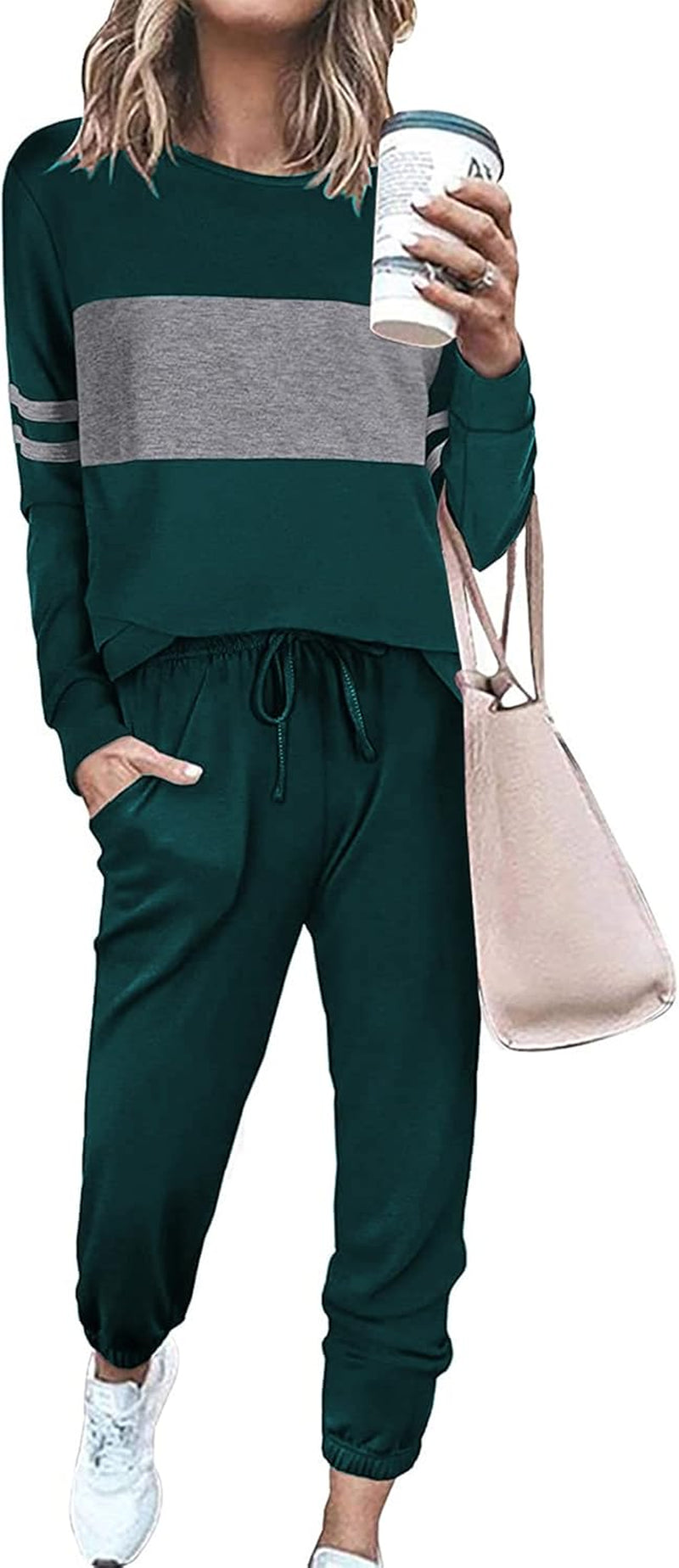 Womens 2 Piece Sets 2026 Long Sleeve Tops High Waisted Sweatpants Lounge Set Fall Fashion Travel Outfits