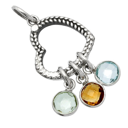 Prasiolite (Green Amethyst), Sky Blue Topaz & Citrine Pendant P-1731 SDP147853