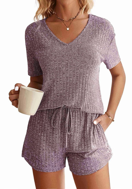 2 Piece Sets Summer Pajamas Womens Tops and Shorts Sleepwear Outfits Lounge Sets Casual